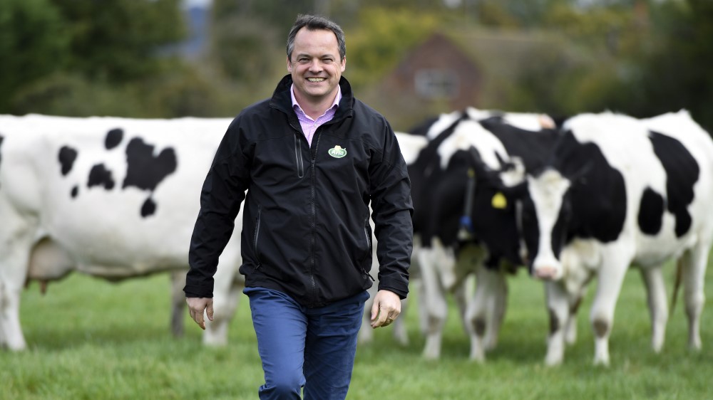 Graham Wilkinson in a field of cows